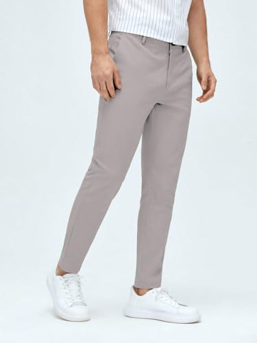 Image of AVANOVA Men's Classic Dress Pants with Side Pockets | Solid Tapered Suit Trousers, Business Formal Office Wear Regular Fit Pants, Stretchable Blend Slim Carrot Fit (Trouser 255)