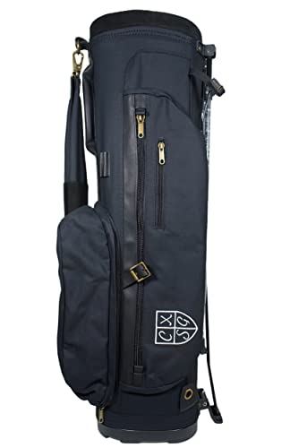 Classic Style Golf Vintage Canvas & Leather Stand Bag Black