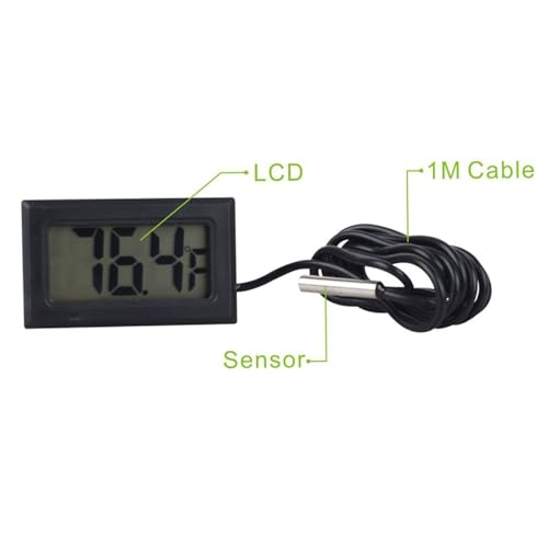ARCELI Digital LCD Thermometer Temperaturüberwachung mit externer Sonde für Kühlschrank Gefrierschrank Kühlschrank Aquarium - schwarz （6 Stück）