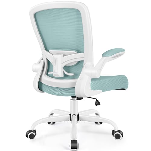 Image of FelixKing Office Chair, Ergonomic Desk Chair Breathable Mesh Chairs Adjustable High Back Lumbar Support Flip-up Armrests, Executive Rolling Swivel Comfy Computer Chairs Home Office Light Blue