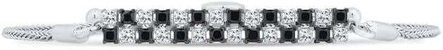 KATARINA Lab Grown Black and White Diamond Charm Bracelet in Gold (1 3/8 cttw, G-H, SI)