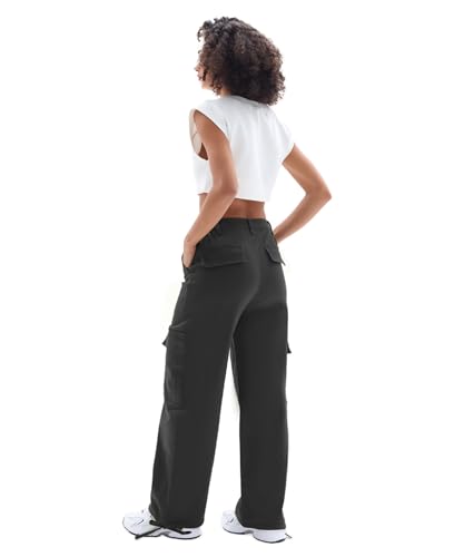 Susclude Cargo Pants for Women - Wide Leg Baggy Pants High Waisted Cotton Pants with Pockets2