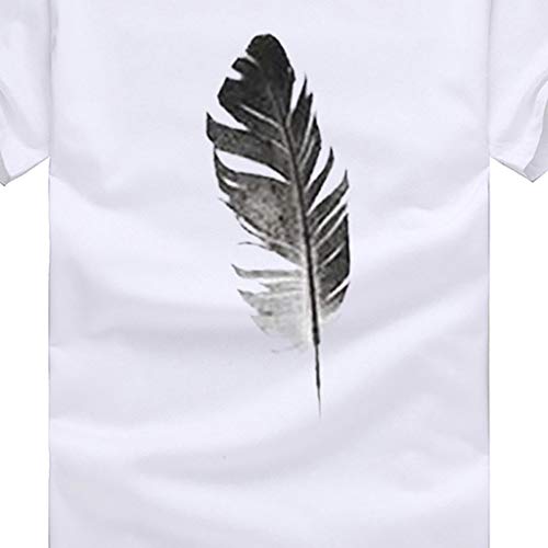 VEMOW Store Women's O-Neck Loose Fit Short Sleeve T-Shirt Summer Casual Leaf Print Ladies Pullover Tees Tops for Outdoor