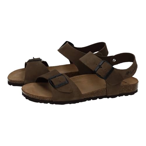 Inter Bios 9569 Sandalia anatómica piel serraje pardo con hebilla ajustable, hechas en España HOMBRE SANDALIAS SERRAJE PARDO 43