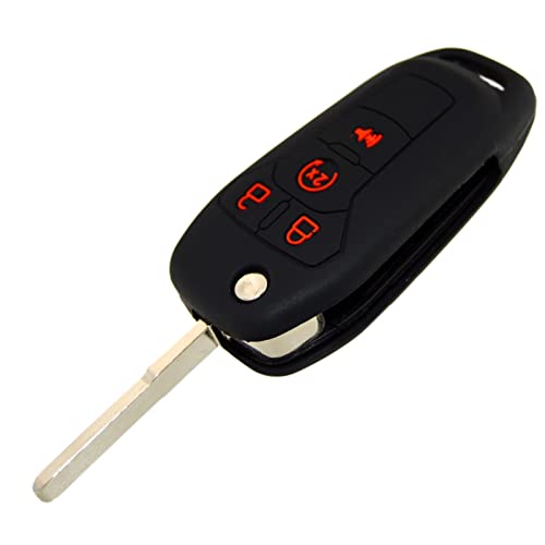 Image of Silicone Rubber Key Fob Covers Protector for Ford F150 F250 F350 F450 F550 Raptor Ranger Transit Fusion Bronco Lightning Maverick XLT (Flip Key)