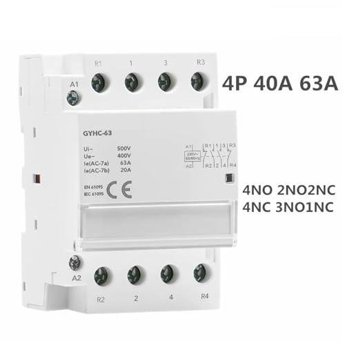 Contacteur AC rail DIN 4P 63A 3NO1NC modulaire maison borne - 3