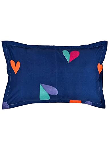 Image of Precsie Fabrics Elastic Fitted Glace Cotton Single Bed (72x48x Upto 6 Inches) Bedsheet for with 1 Pillow Covers-200TC (Heart Single)