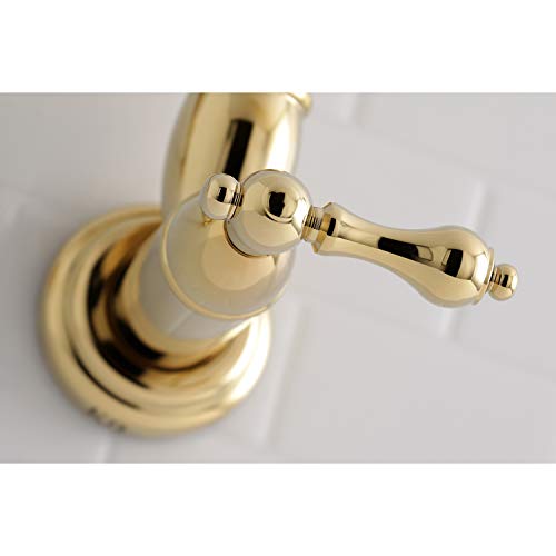 Kingston Brass KS3102AL Restoration Wall Mount Pot Filler Kitchen Faucet, Polished Brass, 8-1/8-Inch Spout Height