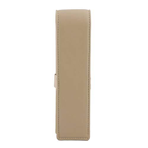 Image of DiLoro Leather Double Pen Case Pencil Pouch Holder for Two Fountain Ballpoint Rollerball Pens and Pencils (Beige)