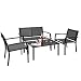 Flamaker 4 Pieces Patio Furniture Outdoor furniture Outdoor Patio Furniture Set Textilene Bistro Set Modern Conversation Set Black Bistro Set with Loveseat Tea Table for Home, Lawn and Balcony (Black)