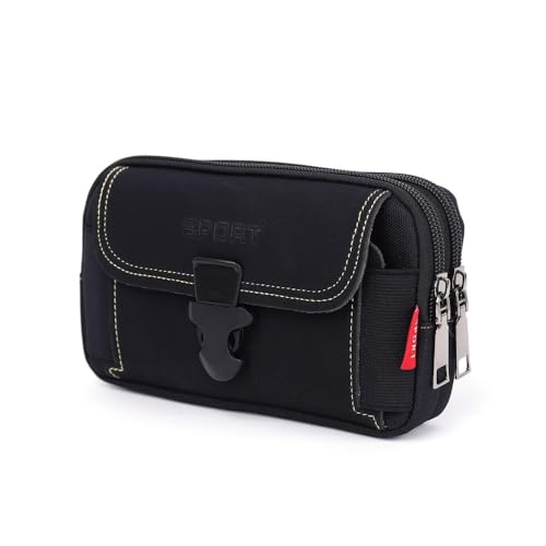 XFSRG Marsupio Tattico Uomo Pratico Escursioni Borsa da Waist Bag Versatile Ciclismo Borsello da Cintura Zaino Frontale per Sport All'Aperto Arrampicata in Montagna (Nero)