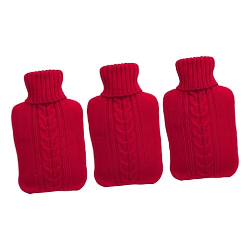 minkissy 3 Pièces étui pour bouillotte housse bouillotte bouchon de chaud avec couvercle Noël bouillote housse de femme couverture tricotée Automne et hiver