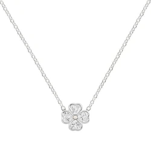 Image of RADLEY Sterling Silver CZ Clear Heart Flower Necklace