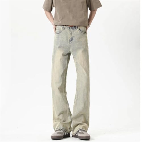 Men's American Style Bootcut Jeans Wear Vintage Gradient Color Denim Trousers4