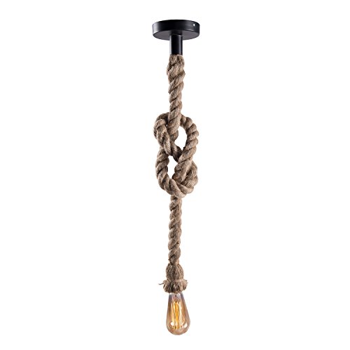 Image of Homesake B018 Edison Vintage Rope Hanging Ceiling Light (Beige) -Set of 2(Corded Electric)