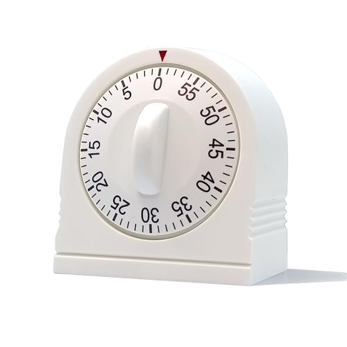 Comparison: Best Kitchen Timer For Seniors 10 60 Minute Wind Up Timer, Visual Mechanical Timer with Loud Alarm, Manual Countdown Timers for Classroom, Home, Study and Cooking (White)