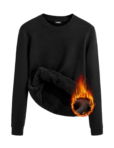 JMIERR Men's 2025 Warm Fall Fleece Pullover Knit Sweater Classic Crewneck Long Sleeve Slim Fit Soft Comfy Winter Sweaters3