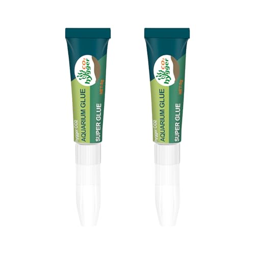 Hygger CO2 Aquarium Glue Clear Coral Glue for Plants Rocks Moss Coral Stone Wood - Quick Drying Fish Safe Freshwater & Saltwater Aquascaping - 5g (2PCS)