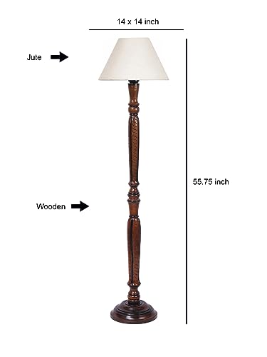 Image of Devansh White Jute Conical Wooden Floor lamp -24