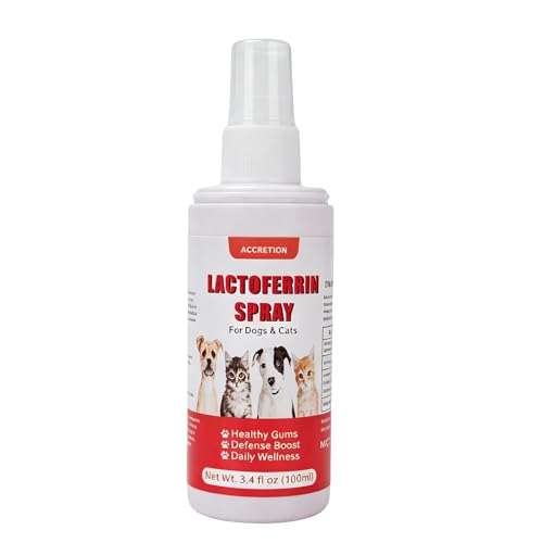 Lactoferrin Pet Oral Care Spray for Dogs & Cats, Natural Gingivitis Support for Gum Sensitivity & Oral Discomfort, with Colostrum, L-Lysine & Prebiotics FOS, Gentle Daily Oral Care, 100ml