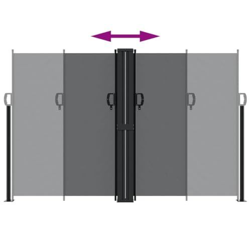 Store latéral extensible noir 160x1000 cm en polyester avec fixations