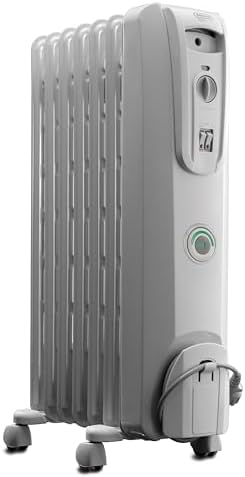 De'Longhi Oil filled Radiator Heater, 1500W Electric Space Heater for indoor use, portable room heater, Energy Saving, full room like office and bedroom with safety features, EW7707CM