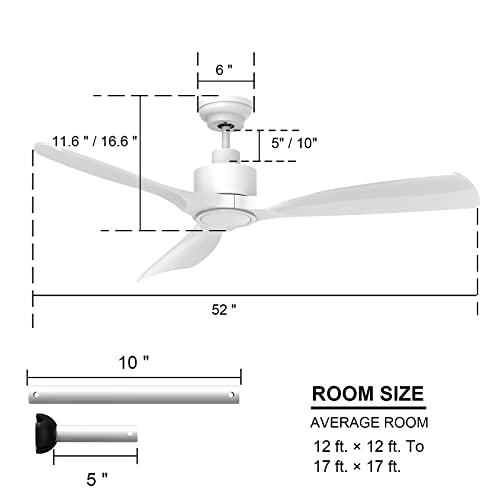 Ofantop 52 Inch Indoor Outdoor Ceiling Fan With Etl Listed Quiet Dc Motor, White Ceiling Fan With Light And Remote Control, 3 Blade Modern Ceiling Fan For Bedroom Living Room Patio #TOP5