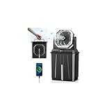 Allsion Rechargeable Misting Fan, 24000mAh Camping Misting Fan with 8L Water Bucket, 3-Speed Outdoor Cooling Fan with LED Lights, 120°Oscillation for Camping, Backyard, Patio,Outdoor-Black