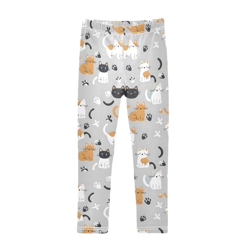 Cat and Gray Background Girls Leggings Athletic Pants Tights Stretch Bottom