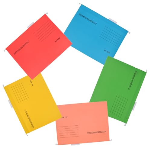 STOBOK 5pcs Folder Hanging Receipt Pouch Hanging Files File Storage Filing Cabinet Legal Size Bills Holder Coupon Container Bills Pouch Coupon Organizer Thicken Hanging Clip A4 Paper