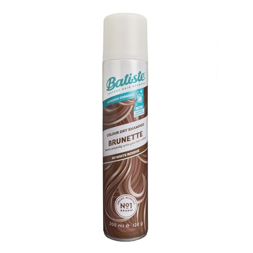 Batiste Dry Shampoo Brunette  Hint of Colour Range Instantly Refreshes and Revives Dark Hair Removes Oil with Targeted Diffuser Fabulous Look in 4 Steps No White Residue No Rinse 200 ml
