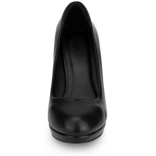 Allegra K Women's Round Toe Chunky Heel Platform Pumps2