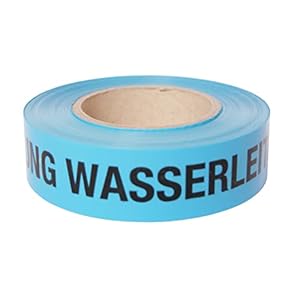 Trassenwarnband Achtung Wasserleitung Warnband Trinkwasser Wasser Leitung Trassenband Trassierband 75m blau schwarz