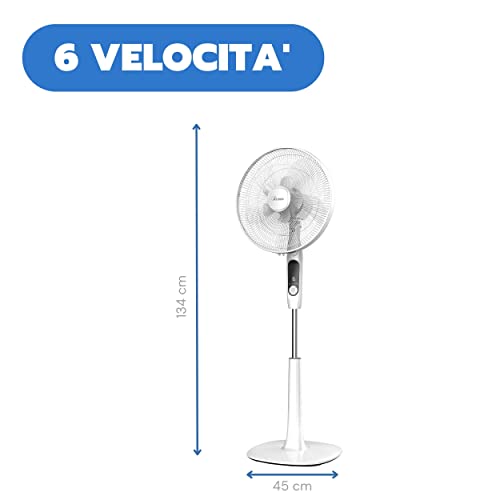 ARDES AR5PR40PR2 Krachtig, geruisloos dual-blad, 10 vleugels, 40 cm en 20 cm, zwenkbaar met hoogte en helling, verstelbare steelventilator Ardes 6 snelheden