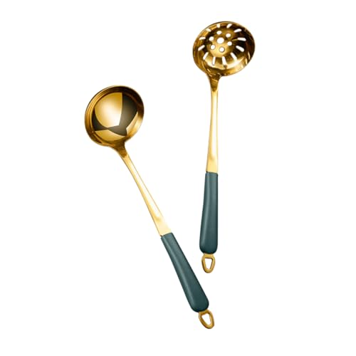 OFFSCH Set of 2 Dinnerware Spoons Stainless Steel Serving Spoons Square Handle for Hot Pot