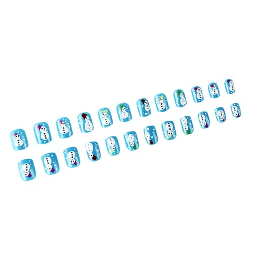 24 piezas de uñas artificiales de invierno Navidad cubiertas completas para pegar cortas cuadradas para presionar uñas manicura accesorios para el invierno