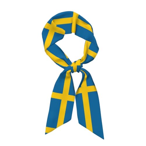 Swedish flag Printed silk scarf for women, a versatile accessory for autumn and winter coats