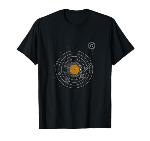 Image of Cosmic Symphony Planets Sound Vinyl Space Music Enthusiast T-Shirt