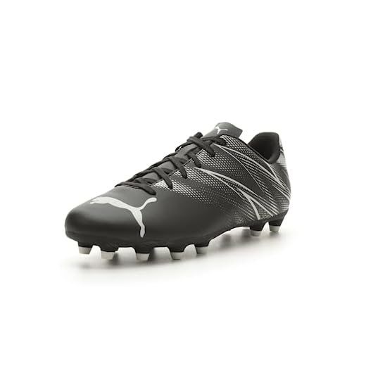 PUMA Mens Attacanto Firm, Artificial Ground Soccer Cleat, PUMA Mens Black-Silver Mist, 10