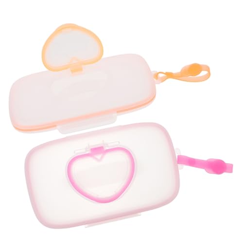 Étui à lingettes bébé portable NUOBESTY lot de 2 distributeurs de voyage blanc orange et rose