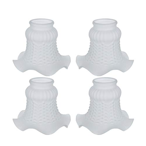 Image of Aspen Creative 23097-4A Transitional Style Replacement Floral Shaped Frosted Glass Shade, 2-1 /8 inch Fitter Size, 4-1 /8 inch Height x 5-1 /8 inch Diameter, 4 Pack