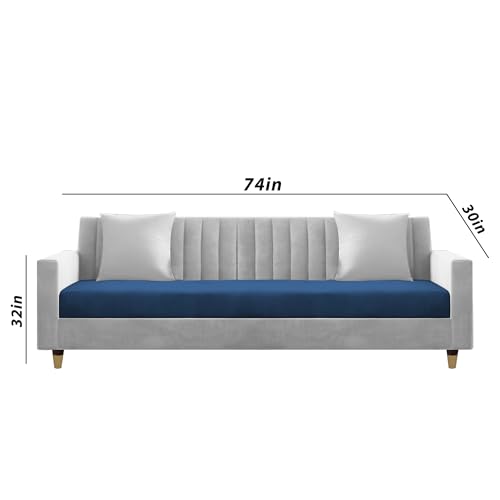 Image of Casaliving Garcia 3+2 Seater Sofa Set for Living Room (Blue - Grey)