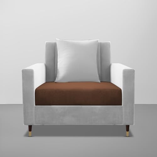 Image of Casaliving Garcia 1 Seater Sofa Set for Living Room (Brown Grey Colour) Premium Fabric Sofa
