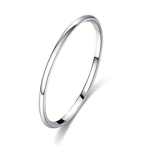 FUNEIA Bague Homme Femme Argent Acier Inoxydable Bague Alliance Anneau de Mariage Simple et Poli Bague de Fiançailles Largeur de 1-8mm Bijoux Bague Fille Ado Taille...