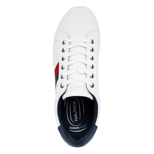 Nautica Men's Casual Lace-Up Shoe, Classic Tennis Low Top Boat Loafer, Fashion Sneaker-Henrey-White Red Navy-Size-10.5 - image 4