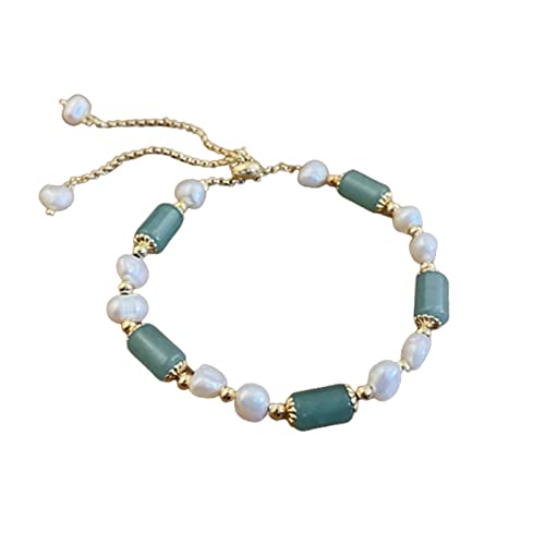 Bracelet perles d'eau douce naturelles et jade véritable pour femme