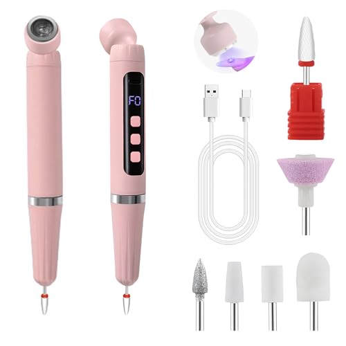 Anluomania Ponceuse pour Ongles Professionnel, 2 en 1 Lime a Ongle Electrique Sans Fil, 15,000RPM Kit de Manucure Pédicure, lampe UV, 5 Vitesse Réglable,...