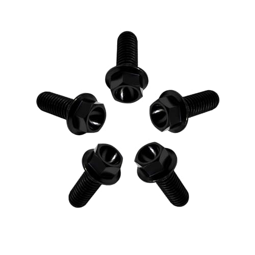 Image of RISON Titanium Flanged Hex Head Bolt M6x1.0x12mm 6AL4V Aerospace Grade 5 Black Titanium Bolts for Motorcycle Car Modification Pack of 5
