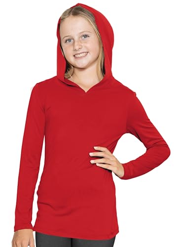 Image of Shirts for Girls Long Sleeve Crew Neck Top, Hoodie or 3 /4 Sleeve Soft Stretch Kids Lightweight Size 2-16