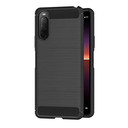 AICEK Hülle Compatible Sony Xperia 10 II Schwarz Silikon Handyhülle für Sony 10 II Schutzhülle Karbon Optik Soft Case (6,0 Zoll)